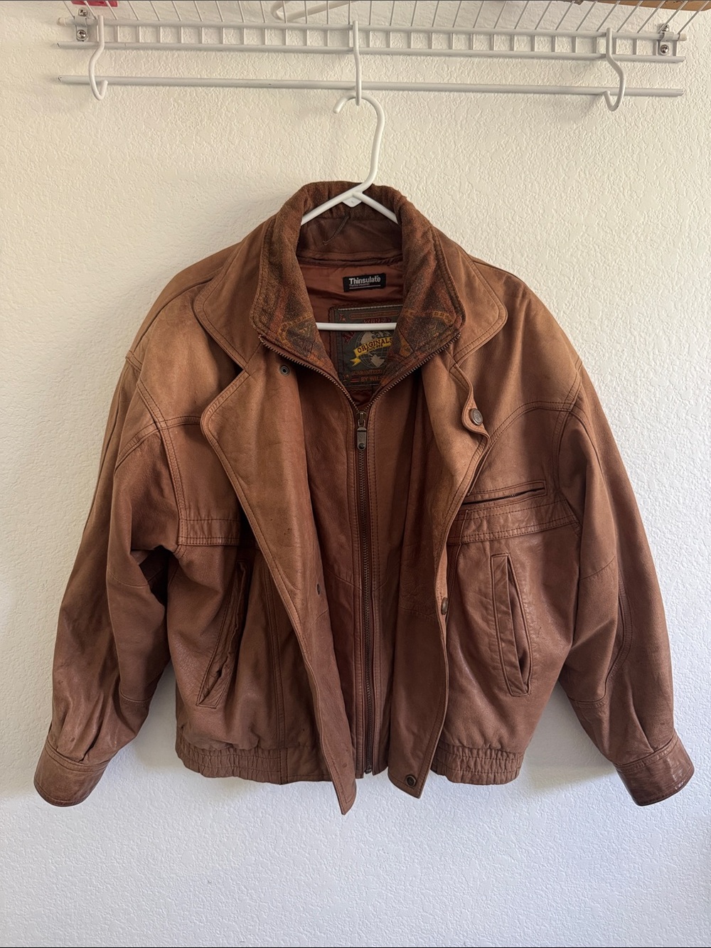 Vintage Wilsons Adventure Bound Leather Bomber Jacket Removable Lining Size L